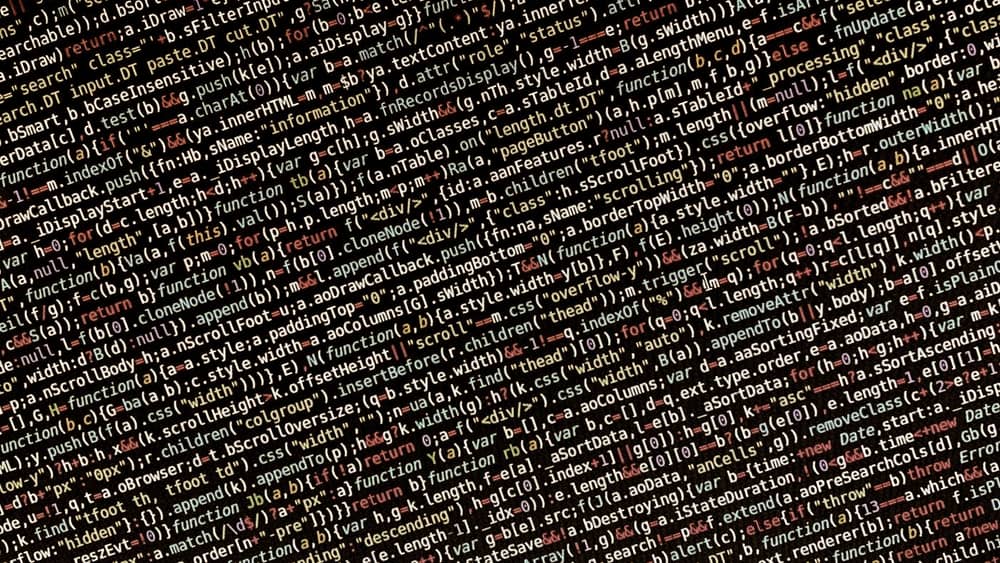 Colourful programming code displayed on a computer screen
