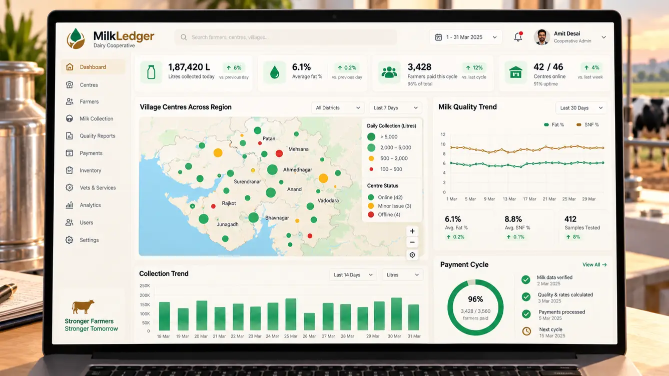MilkLedger cooperative dashboard