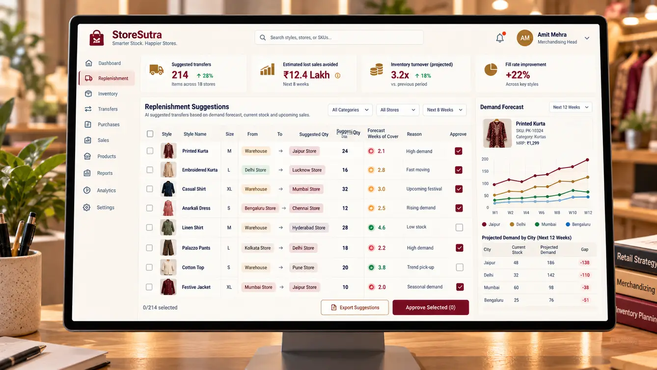 StoreSutra AI replenishment recommendations