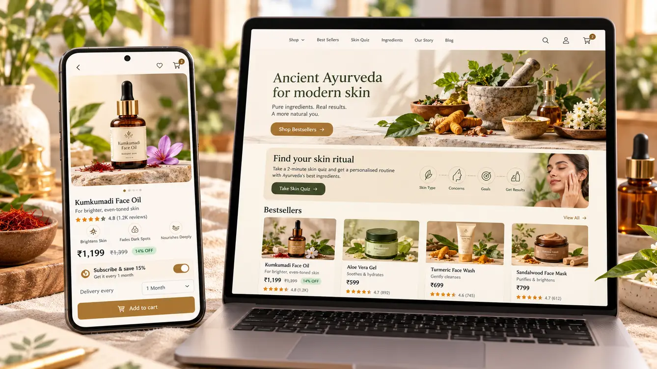 Vanaaya storefront on mobile and desktop