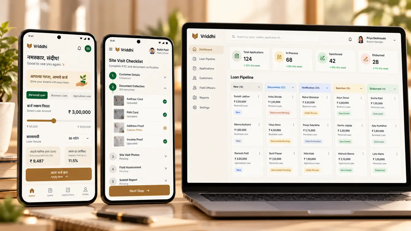 Vriddhi member loan app and branch loan dashboard