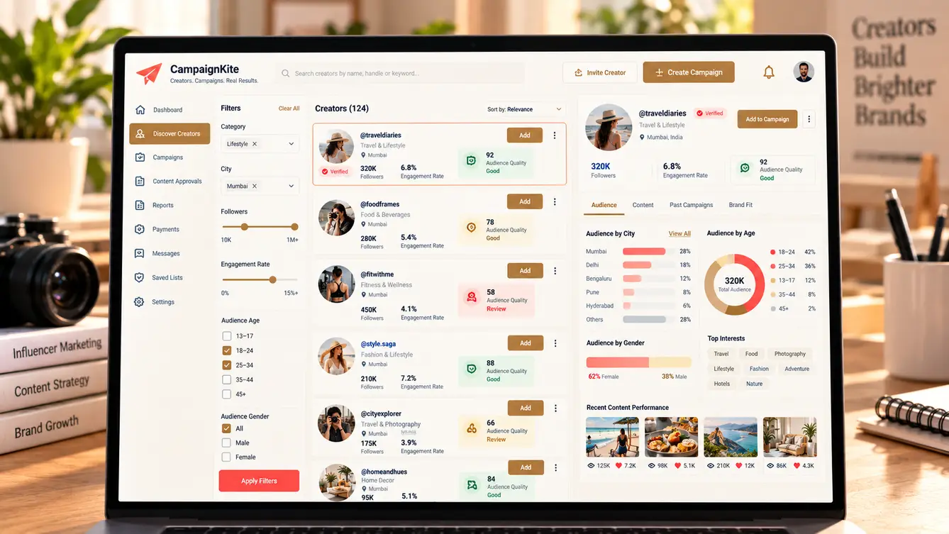 CampaignKite creator discovery with audience quality