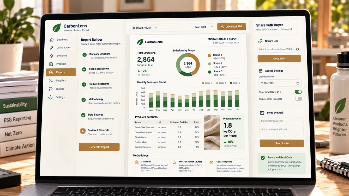 CarbonLens buyer-ready emissions report