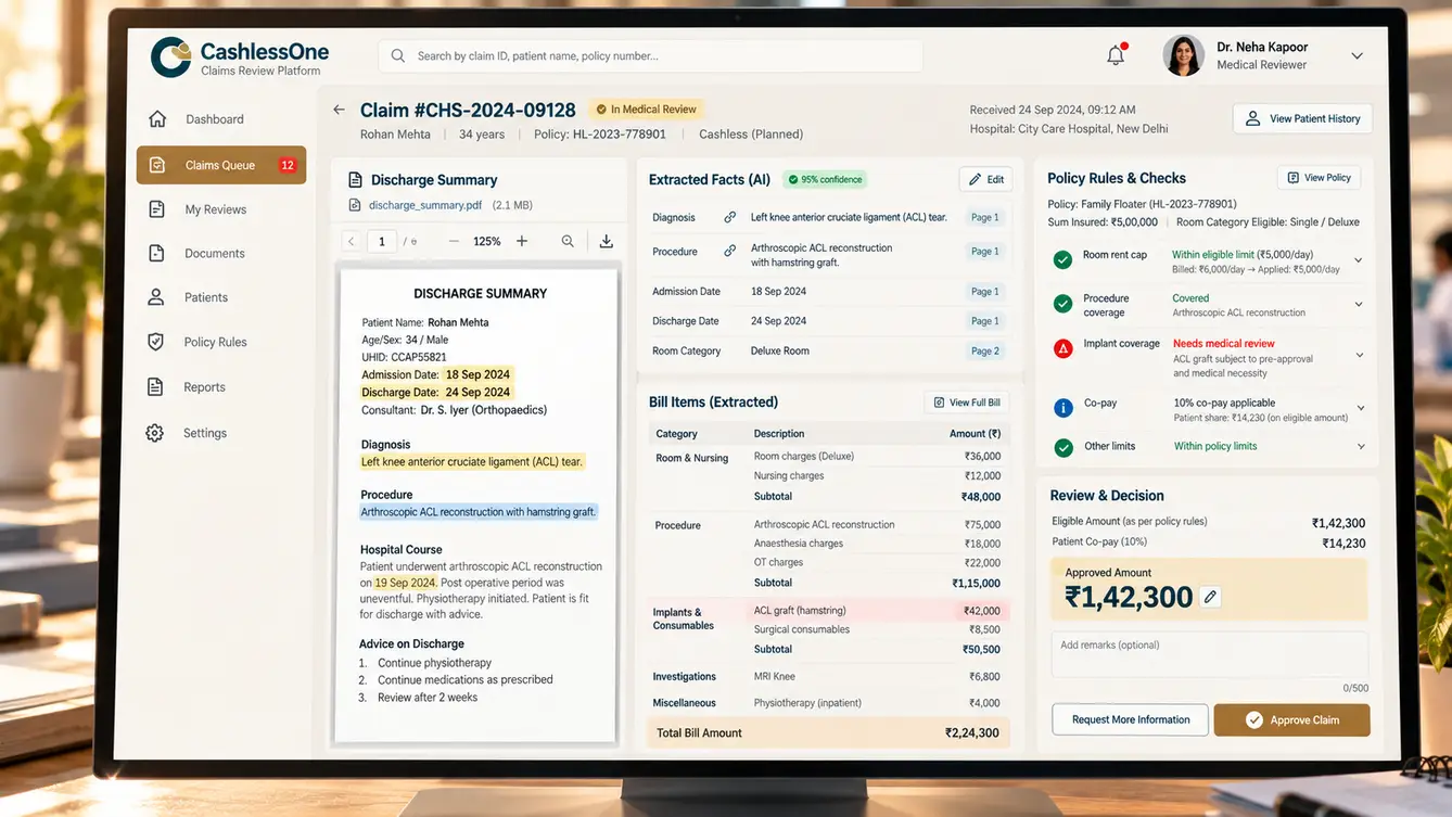 CashlessOne medical review console