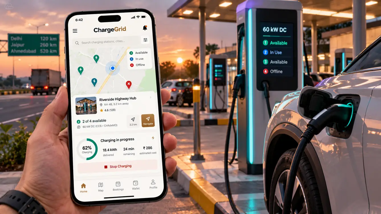 ChargeGrid driver app with live charger status