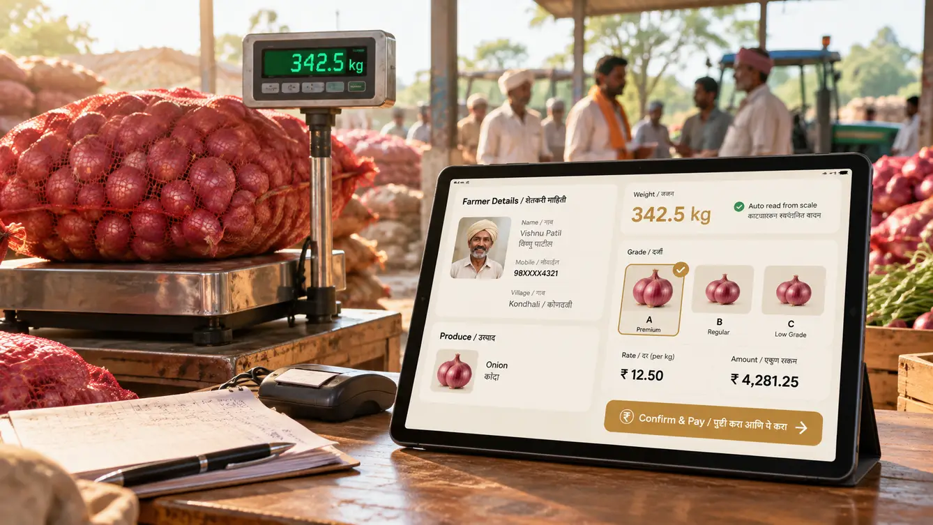 HarvestHub collection centre app with digital scale