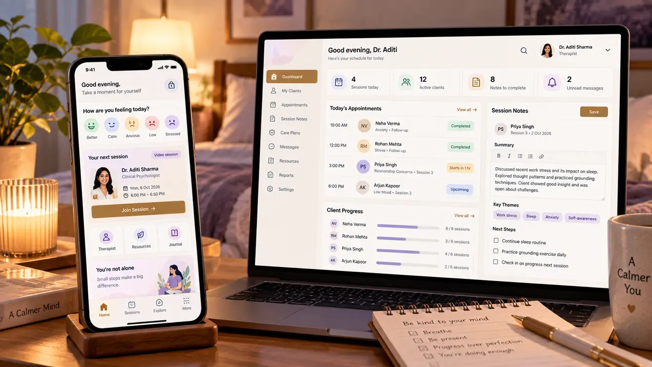 MannSpace therapy app with calm session booking