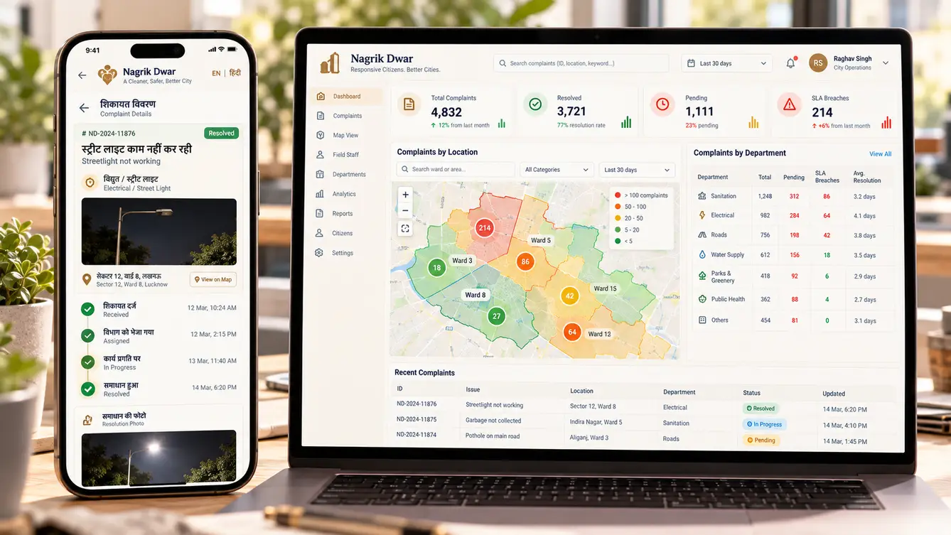 Nagrik Dwar citizen complaint app and ward dashboard