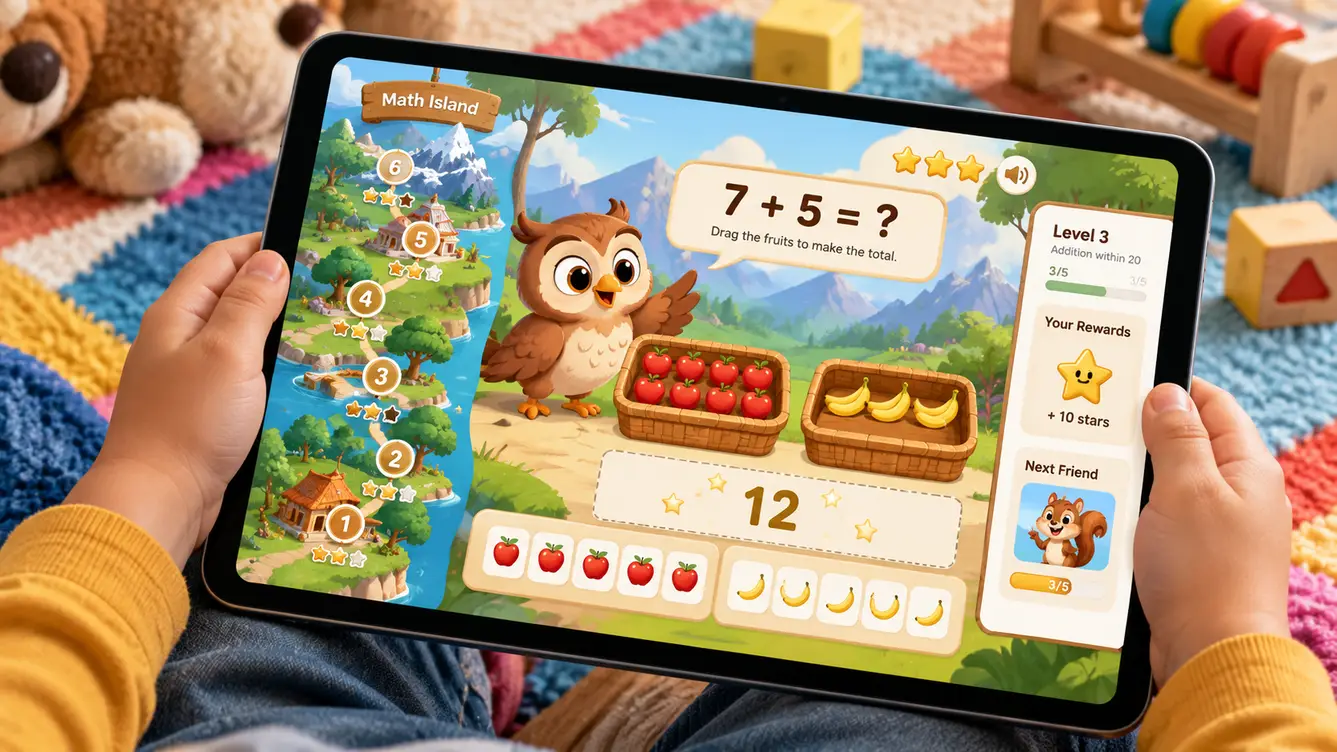 PuzzlePals maths game on a tablet