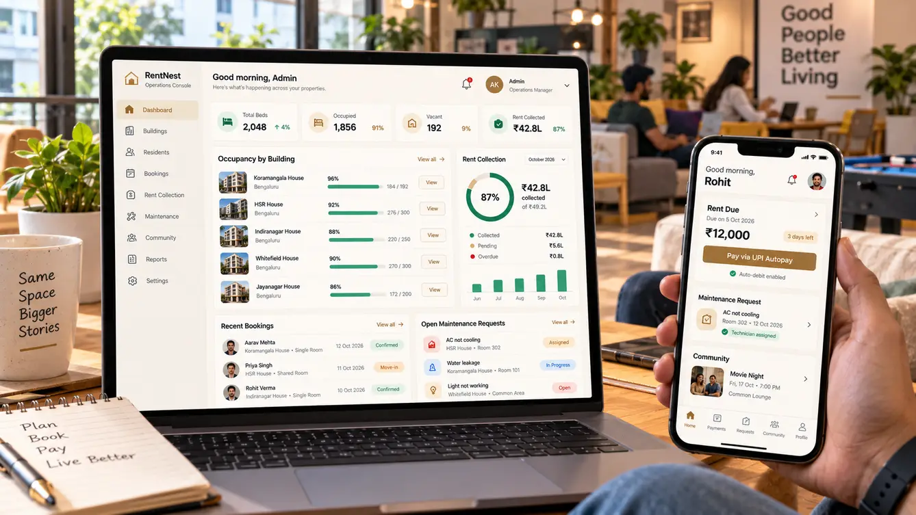 RentNest resident app and occupancy dashboard