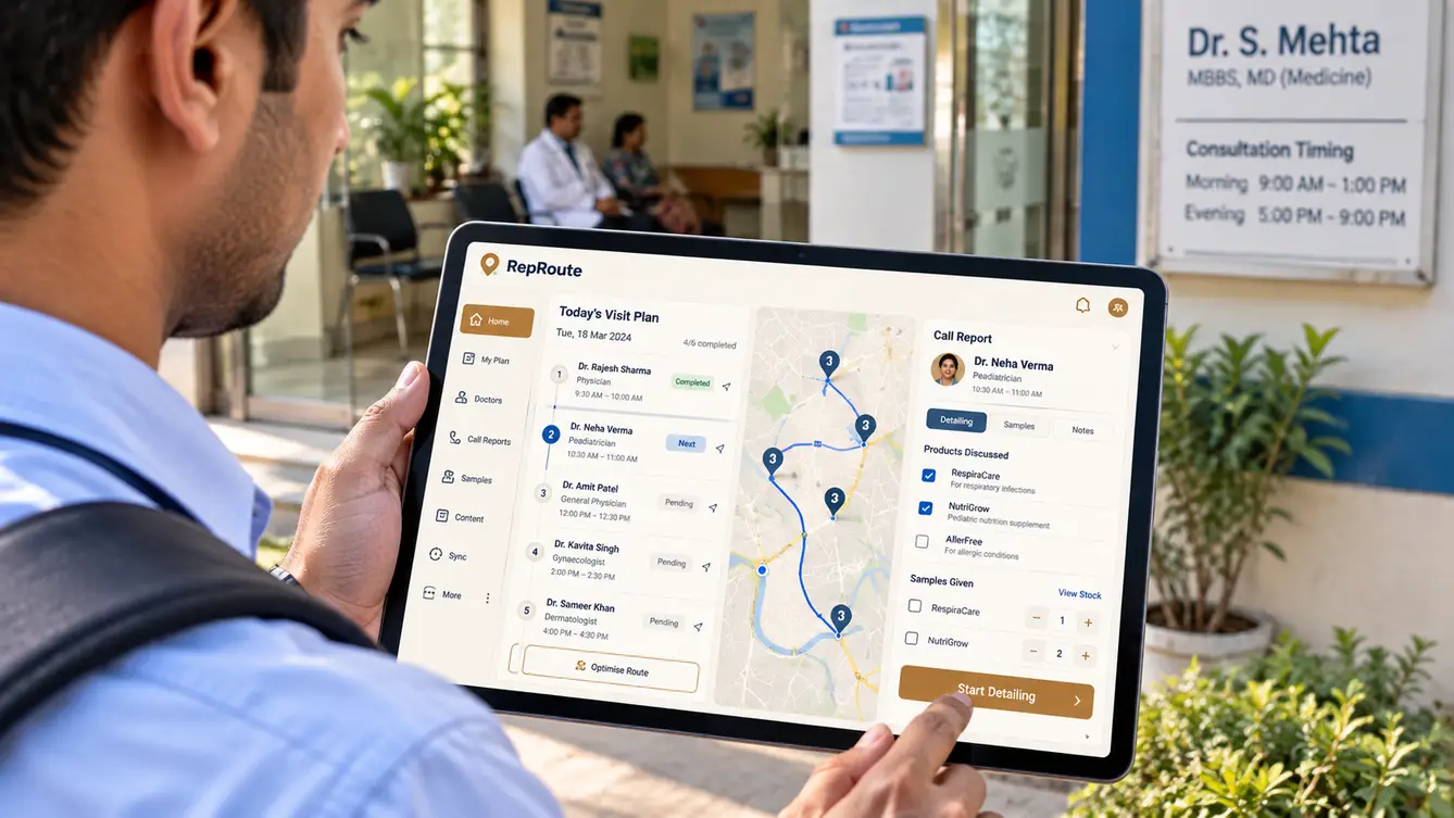 RepRoute medical representative app with visit plan