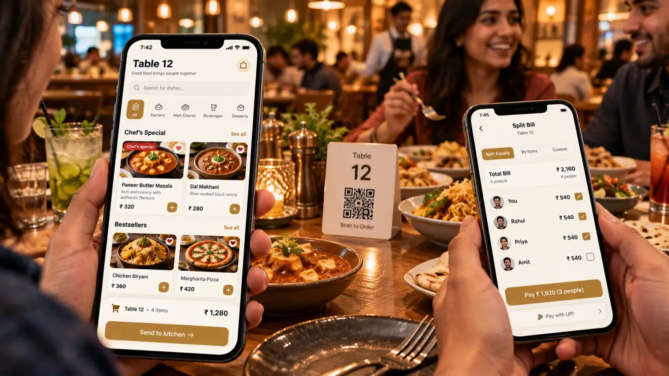 TableTap QR ordering on a restaurant table