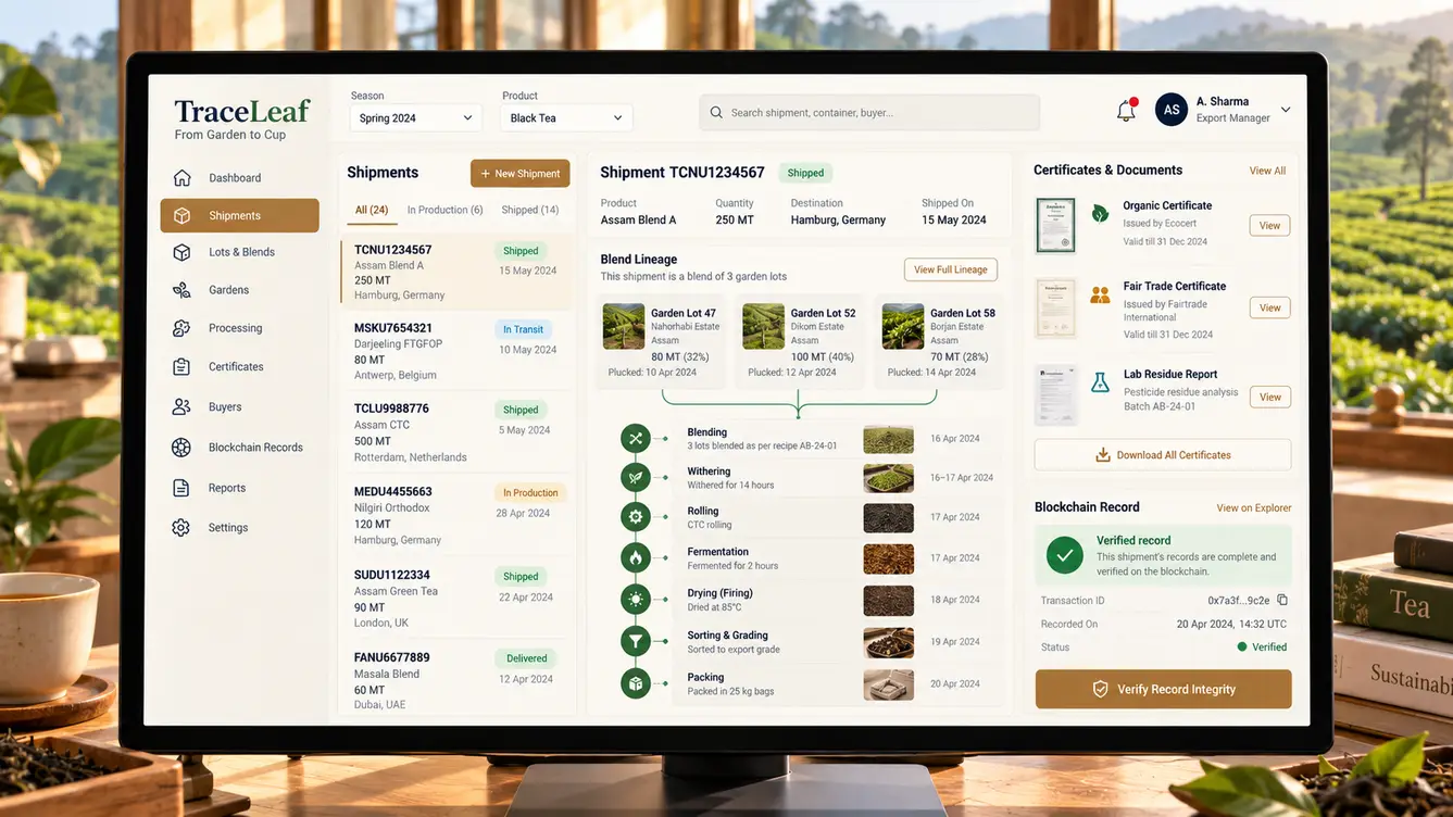 TraceLeaf buyer portal with lot history