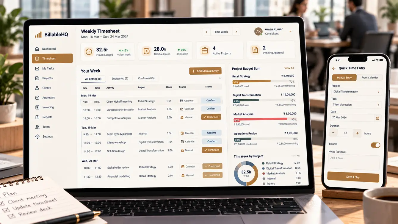 BillableHQ time capture and project profitability