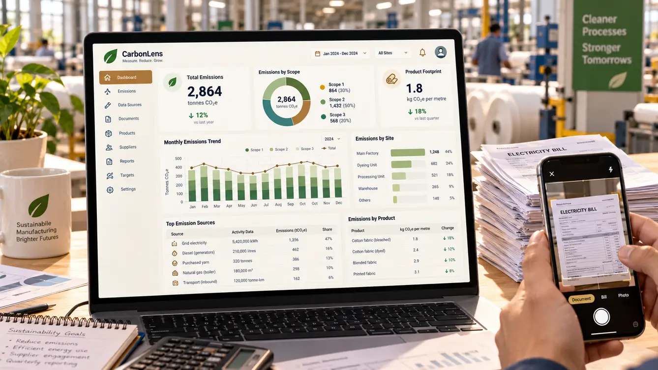 CarbonLens emissions dashboard