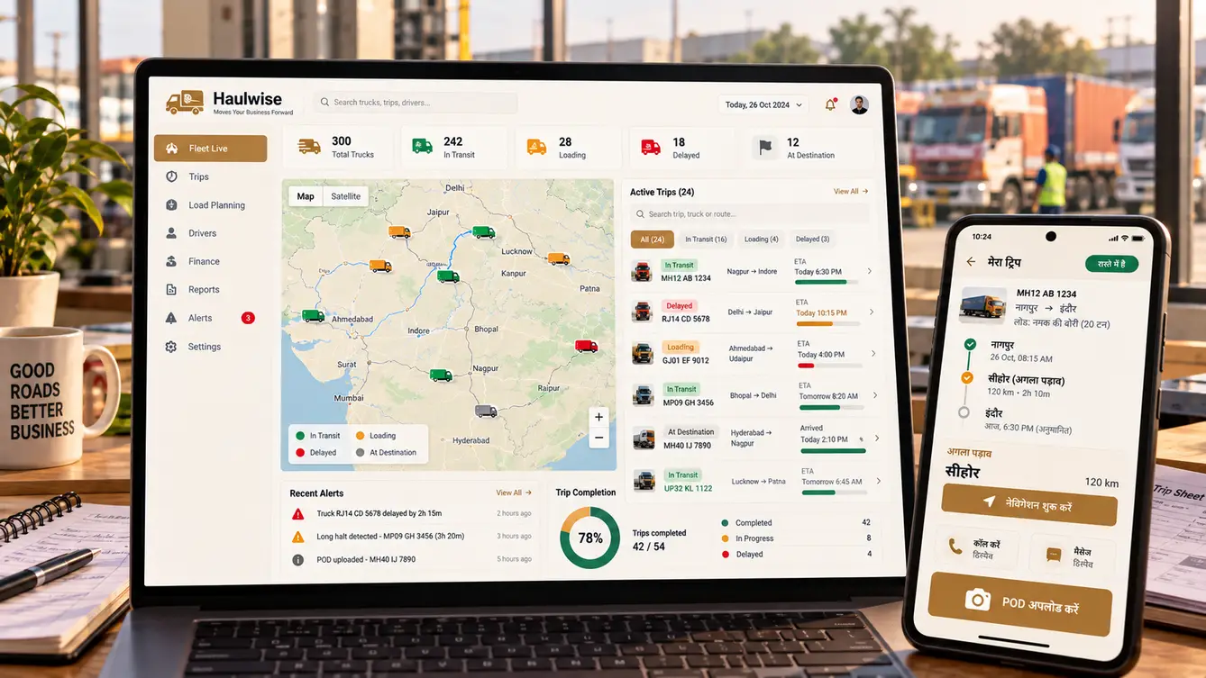 Haulwise live fleet map and driver app