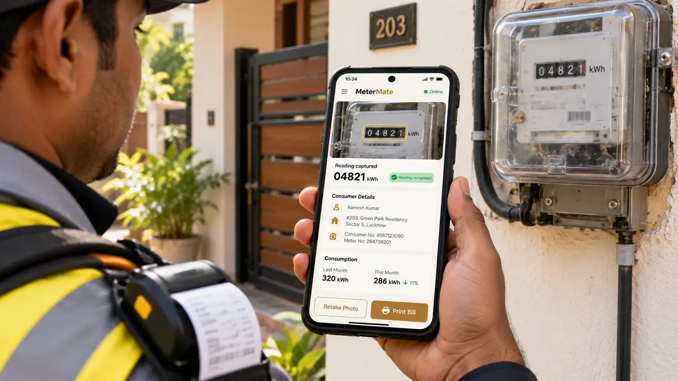 MeterMate meter reader app capturing a meter photo
